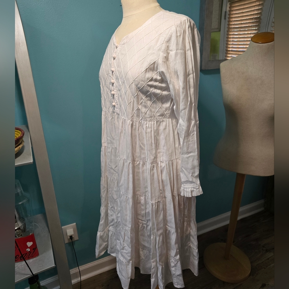 ⚡️Fun Boho Chic Cottagecore White Dress - Picture 3 of 5